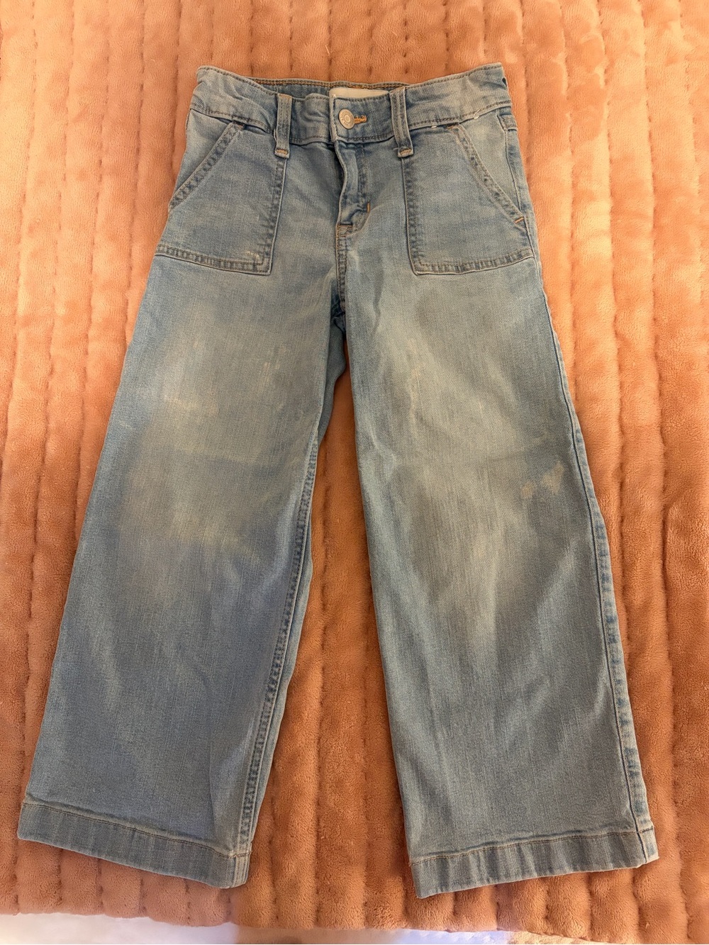 abercrombie kids light blue high-rise wide leg jeans